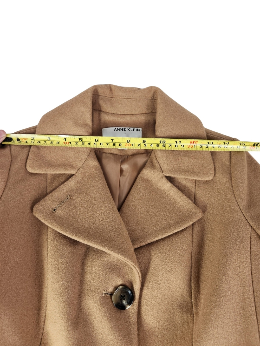 Anne Klein Women’s PS Camel Wool Blend Pea Coat Tailored Button Front Petite Sm - Picture 14 of 16